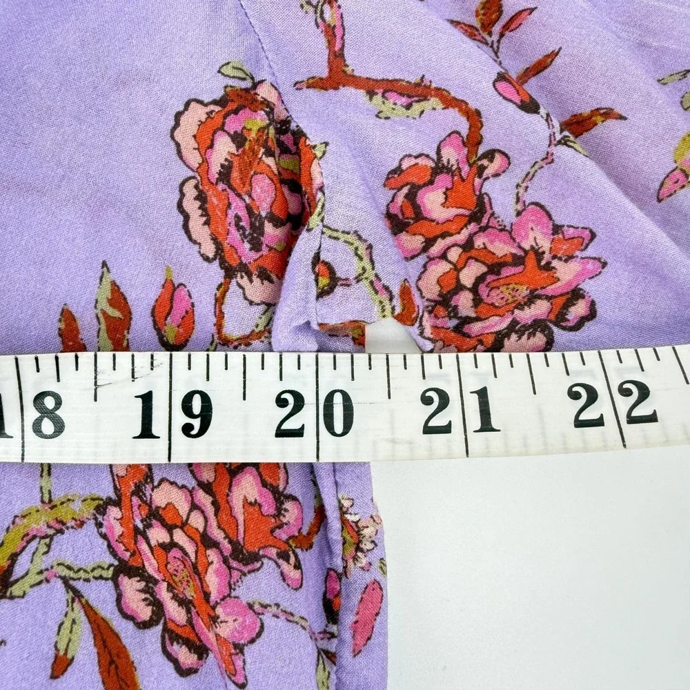Pilcro Floral Bird Button Down Shirt Womens Sm Purple Viscose Blouse - Picture 3 of 8